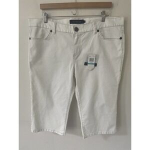 Calvin Klein Womens 16 NWT Cotton Elastine Stitched White Straight Capri Jeans